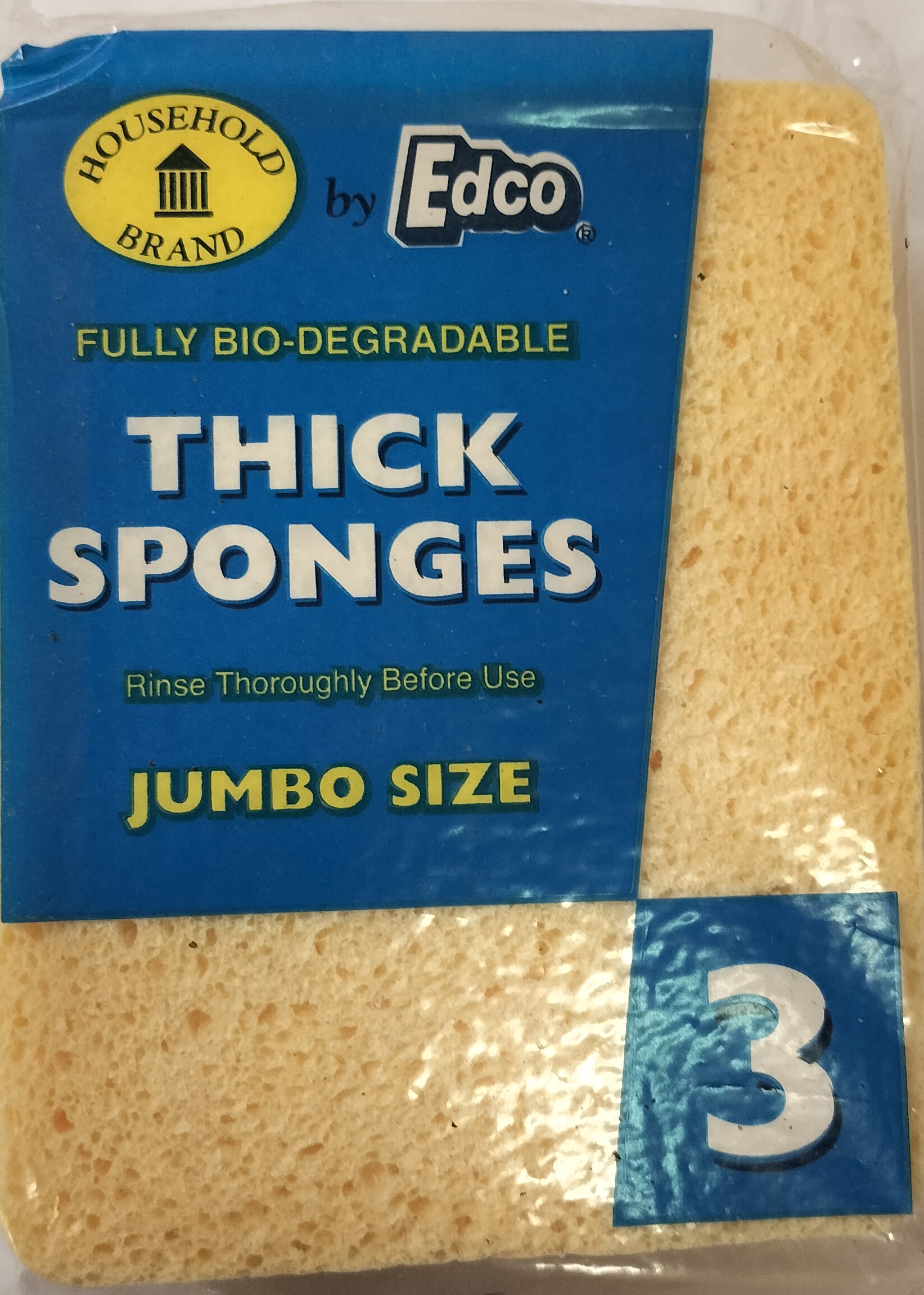 Edco Thick Sponges 160x120x13mm Pack of 3 Yellow
